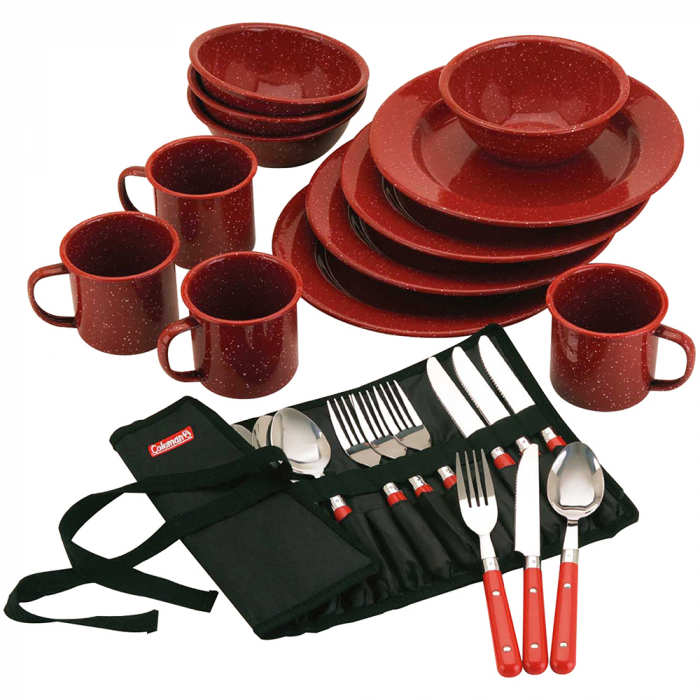 Coleman_24_Piece_Speckled_Enamelware_Cook_Set___Red Coleman_24_Piece_Speckled_Enamelware_Cook_Set___Red