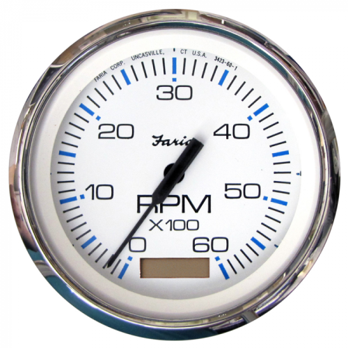 Faria_Chesapeake_White_SS_4__Tachometer_w_Hourmeter___6000_RPM__Gas__Inboard_
