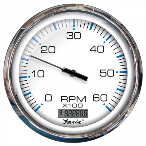 Faria_Chesapeake_White_SS_5__Tachometer_w_Digital_Hourmeter___6000_RPM__Gas___Inboard_