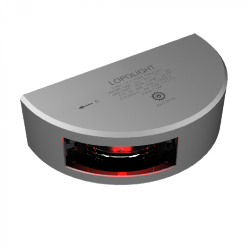 Lopolight_Red_Port_Sidelight_with_6M_Cable___2nm_Silver_Housing___Vertical_Mount