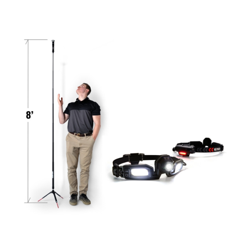 Outdoor Lighting Bundle: FLi PRO 8ft Telescoping Light + FLEXIT Headlamp PRO